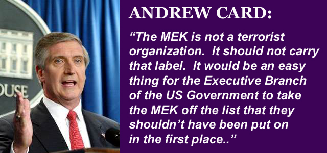 Andrew Card Calls for Delisting of MEK